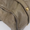 Miu Miu Side Ribbon Tote Bag Leather Khaki Gold Auth am12991A-12