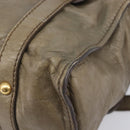 Miu Miu Side Ribbon Tote Bag Leather Khaki Gold Auth am12991A-13