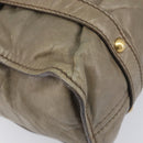 Miu Miu Side Ribbon Tote Bag Leather Khaki Gold Auth am12991A-14