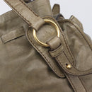 Miu Miu Side Ribbon Tote Bag Leather Khaki Gold Auth am12991A-16