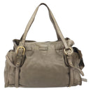 Miu Miu Side Ribbon Tote Bag Leather Khaki Gold Auth am12991A-3