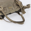 Miu Miu Side Ribbon Tote Bag Leather Khaki Gold Auth am12991A-7