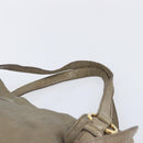 Miu Miu Side Ribbon Tote Bag Leather Khaki Gold Auth am12991A-8