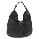 Salvatore Ferragamo Gancini Shoulder Bag Leather Black Auth am12996V-1