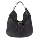 Salvatore Ferragamo Gancini Shoulder Bag Leather Black Auth am12996V-2