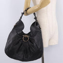 Salvatore Ferragamo Gancini Shoulder Bag Leather Black Auth am12996V-26