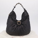 Salvatore Ferragamo Gancini Shoulder Bag Leather Black Auth am12996V-27