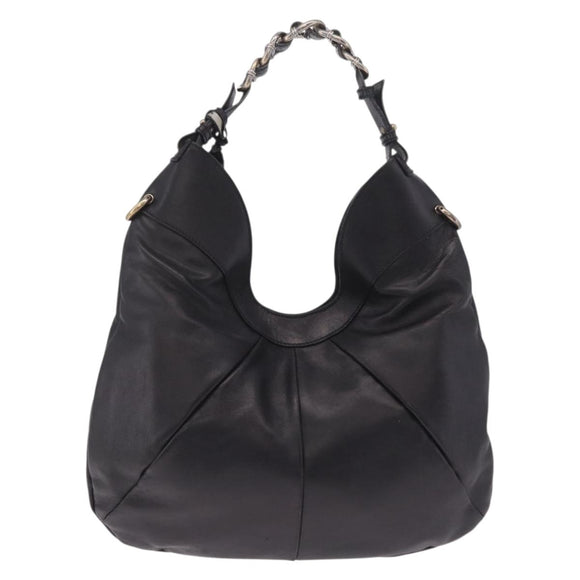 Salvatore Ferragamo Gancini Shoulder Bag Leather Black Auth am12996V
