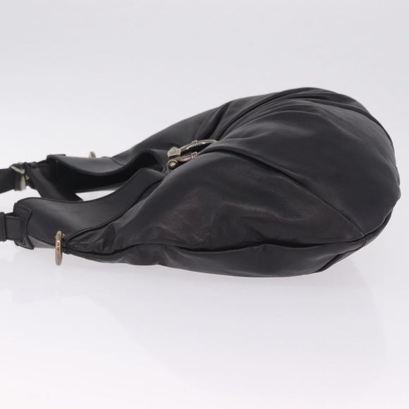 Salvatore Ferragamo Gancini Shoulder Bag Leather Black Auth am12996V