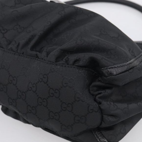 GUCCI GG Canvas Abbey Shoulder Bag Nylon Black Silver 265692 Auth am12998V