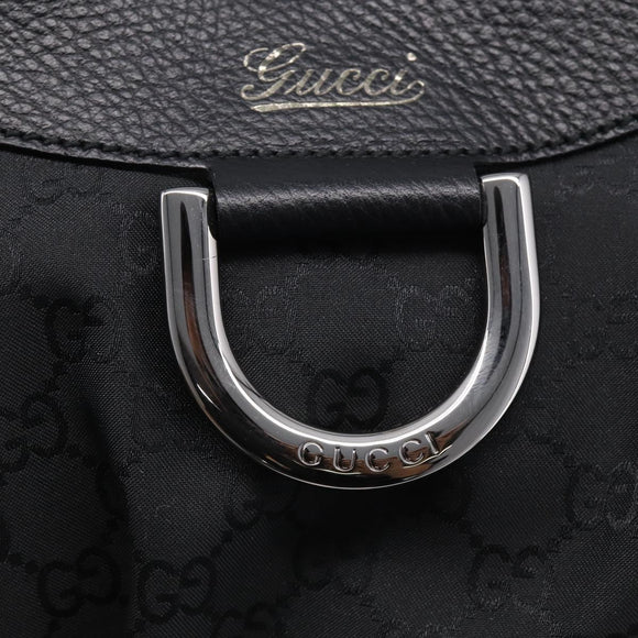 GUCCI GG Canvas Abbey Shoulder Bag Nylon Black Silver 265692 Auth am12998V