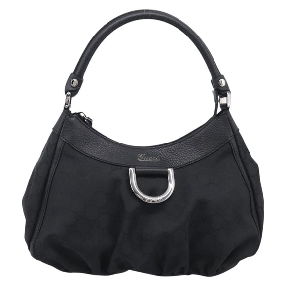 GUCCI GG Canvas Abbey Shoulder Bag Nylon Black Silver 265692 Auth am12998V