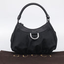 GUCCI GG Canvas Abbey Shoulder Bag Nylon Black Silver 265692 Auth am12998V-25