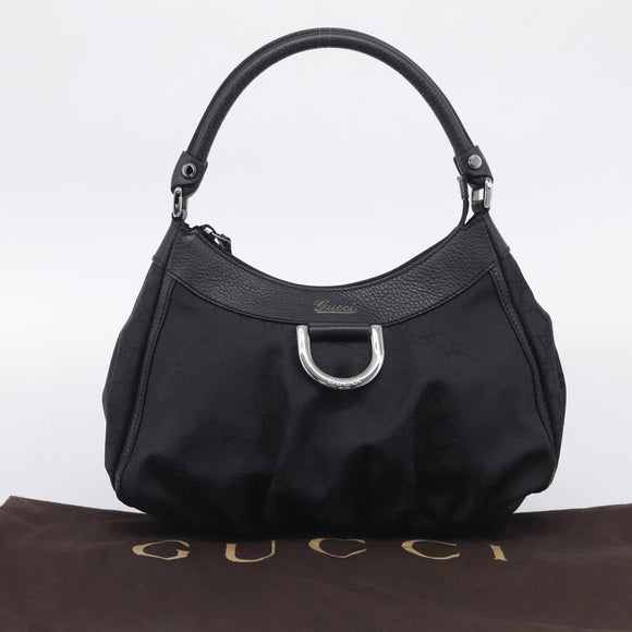 GUCCI GG Canvas Abbey Shoulder Bag Nylon Black Silver 265692 Auth am12998V