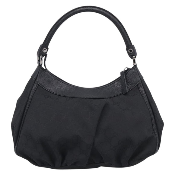 GUCCI GG Canvas Abbey Shoulder Bag Nylon Black Silver 265692 Auth am12998V