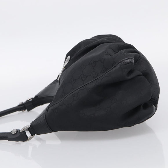 GUCCI GG Canvas Abbey Shoulder Bag Nylon Black Silver 265692 Auth am12998V