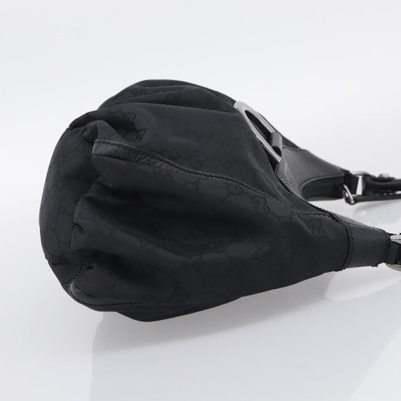 GUCCI GG Canvas Abbey Shoulder Bag Nylon Black Silver 265692 Auth am12998V
