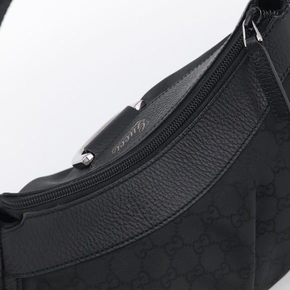 GUCCI GG Canvas Abbey Shoulder Bag Nylon Black Silver 265692 Auth am12998V