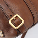 PRADA Tote Bag Leather Brown Gold BR3027 Auth am13004V-16