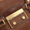 PRADA Tote Bag Leather Brown Gold BR3027 Auth am13004V-17