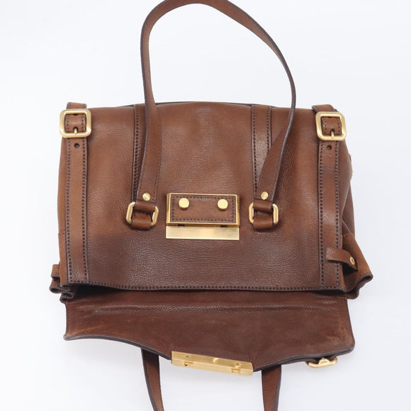PRADA Tote Bag Leather Brown Gold BR3027 Auth am13004V