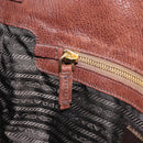 PRADA Tote Bag Leather Brown Gold BR3027 Auth am13004V-24