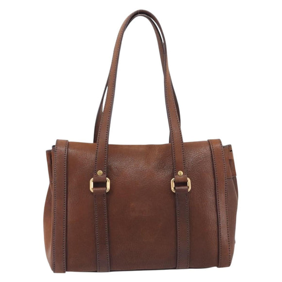 PRADA Tote Bag Leather Brown Gold BR3027 Auth am13004V