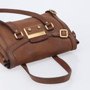 PRADA Tote Bag Leather Brown Gold BR3027 Auth am13004V-7