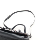 Coach Tea Rose Turn Lock Hand Bag Leather 2way Black Silver Auth am13006V-11