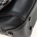 Coach Tea Rose Turn Lock Hand Bag Leather 2way Black Silver Auth am13006V-14