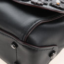 Coach Tea Rose Turn Lock Hand Bag Leather 2way Black Silver Auth am13006V-15