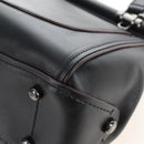 Coach Tea Rose Turn Lock Hand Bag Leather 2way Black Silver Auth am13006V-17