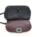 Coach Tea Rose Turn Lock Hand Bag Leather 2way Black Silver Auth am13006V-22