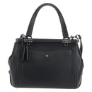 Coach Tea Rose Turn Lock Hand Bag Leather 2way Black Silver Auth am13006V-3