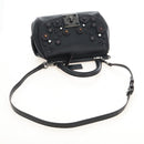 Coach Tea Rose Turn Lock Hand Bag Leather 2way Black Silver Auth am13006V-9