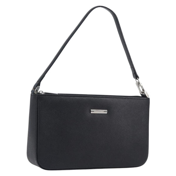 BURBERRY Hand Bag PVC Canvas Black Silver Auth am13007V