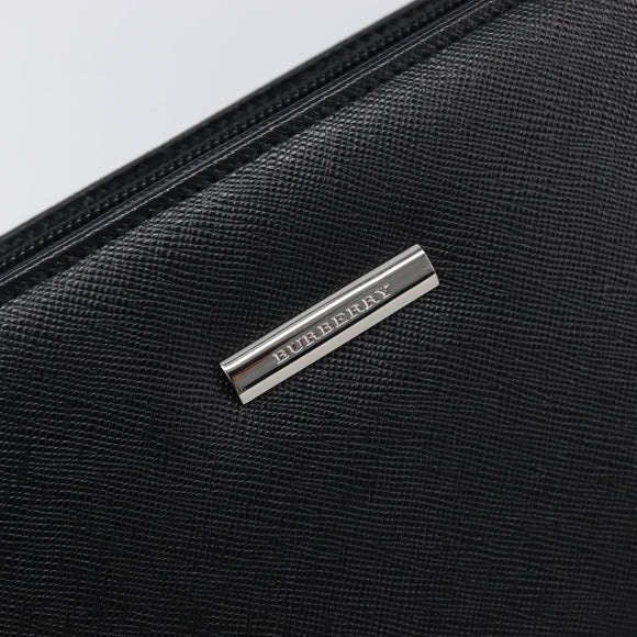 BURBERRY Hand Bag PVC Canvas Black Silver Auth am13007V