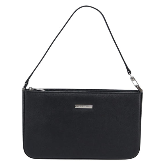 BURBERRY Hand Bag PVC Canvas Black Silver Auth am13007V