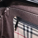 BURBERRY Hand Bag PVC Canvas Black Silver Auth am13007V-21