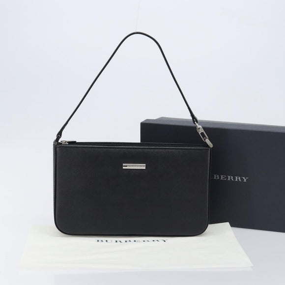 BURBERRY Hand Bag PVC Canvas Black Silver Auth am13007V