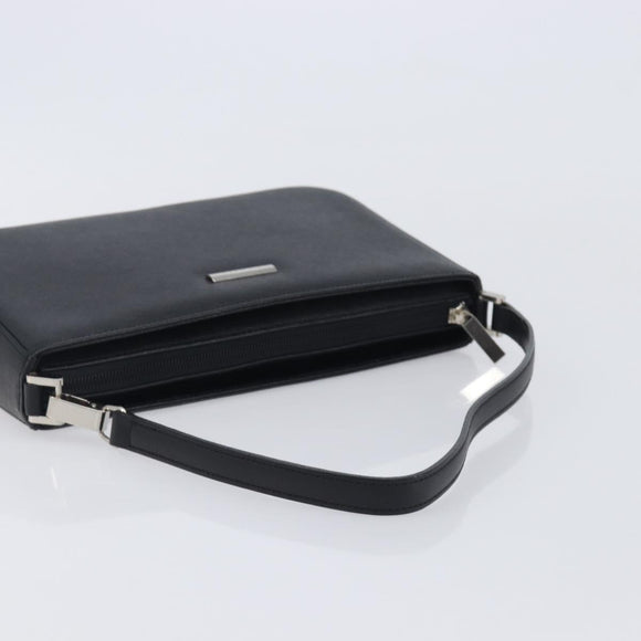 BURBERRY Hand Bag PVC Canvas Black Silver Auth am13007V