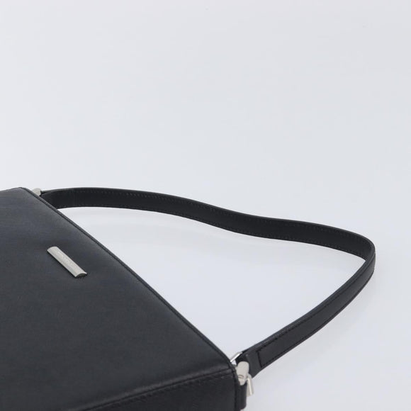 BURBERRY Hand Bag PVC Canvas Black Silver Auth am13007V