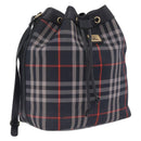 Burberrys Nova Check Purse Shoulder Bag Canvas Black Gold Auth am13008A-1