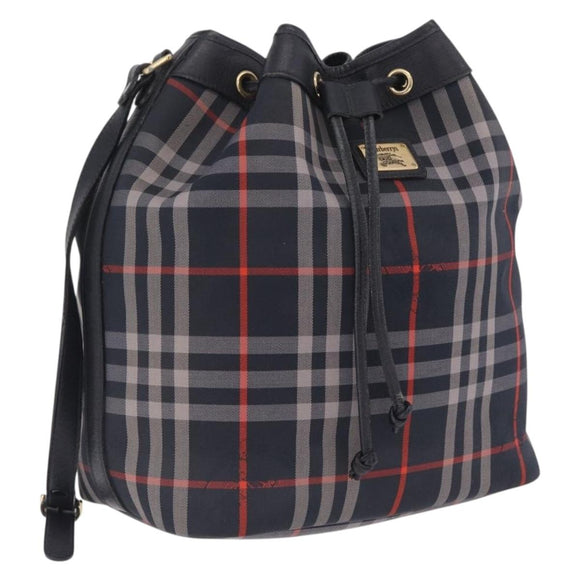 Burberrys Nova Check Purse Shoulder Bag Canvas Black Gold Auth am13008A