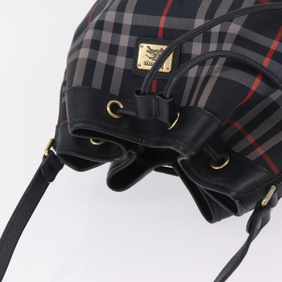 Burberrys Nova Check Purse Shoulder Bag Canvas Black Gold Auth am13008A