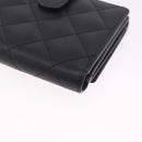 CHANEL Cambon Line W Hook Trifold Wallet Leather Black Silver CC Auth am13011SAM-11
