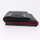 CHANEL Cambon Line W Hook Trifold Wallet Leather Black Silver CC Auth am13011SAM-5