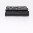 CHANEL Cambon Line W Hook Trifold Wallet Leather Black Silver CC Auth am13011SAM-7