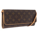 LOUIS VUITTON Monogram Pochette Twin GM Shoulder Bag Brown M51852 Auth am13018V-1