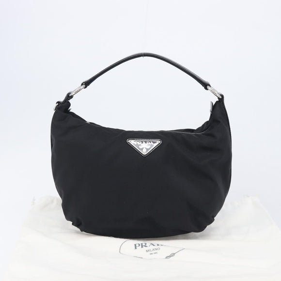 PRADA Shoulder Bag Nylon Black Silver Auth am13025V